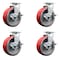 Service Caster Tool Box Caster Wheel Set 6'' Red Poly on Cast Iron Swivel Casters, 4PK TOOL-SCC-20S620-PUB-RS-TLB-4 - alternate 1